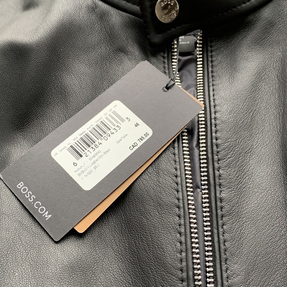 BOSS Nokuri Lambskin Leather Biker Jacket - Picture 13 of 16